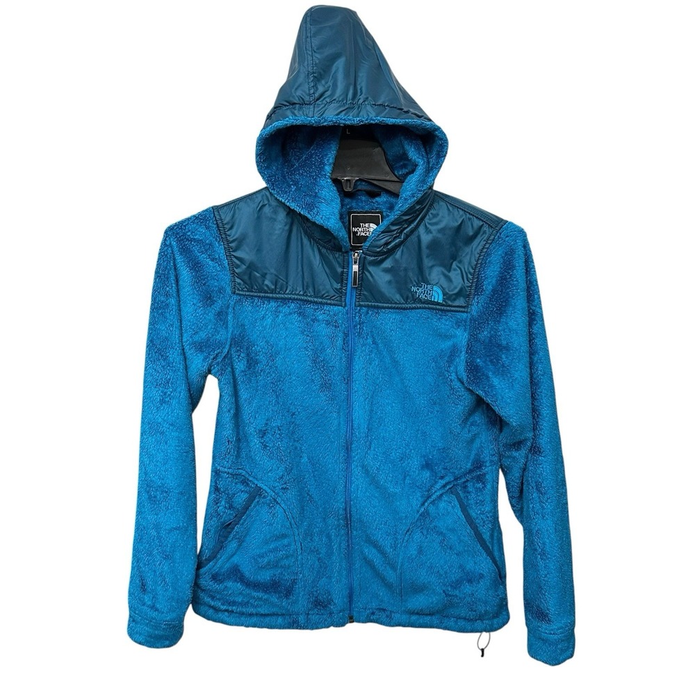 The North Face Womens Osito Blue High Pile Fleece Full Zip Hooded Jacket Size S